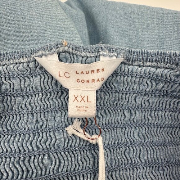 NWT LC Lauren Conrad Womens Chambray Blue Cotton Strap Sleeve Midi Dress XXL - Picture 6 of 13